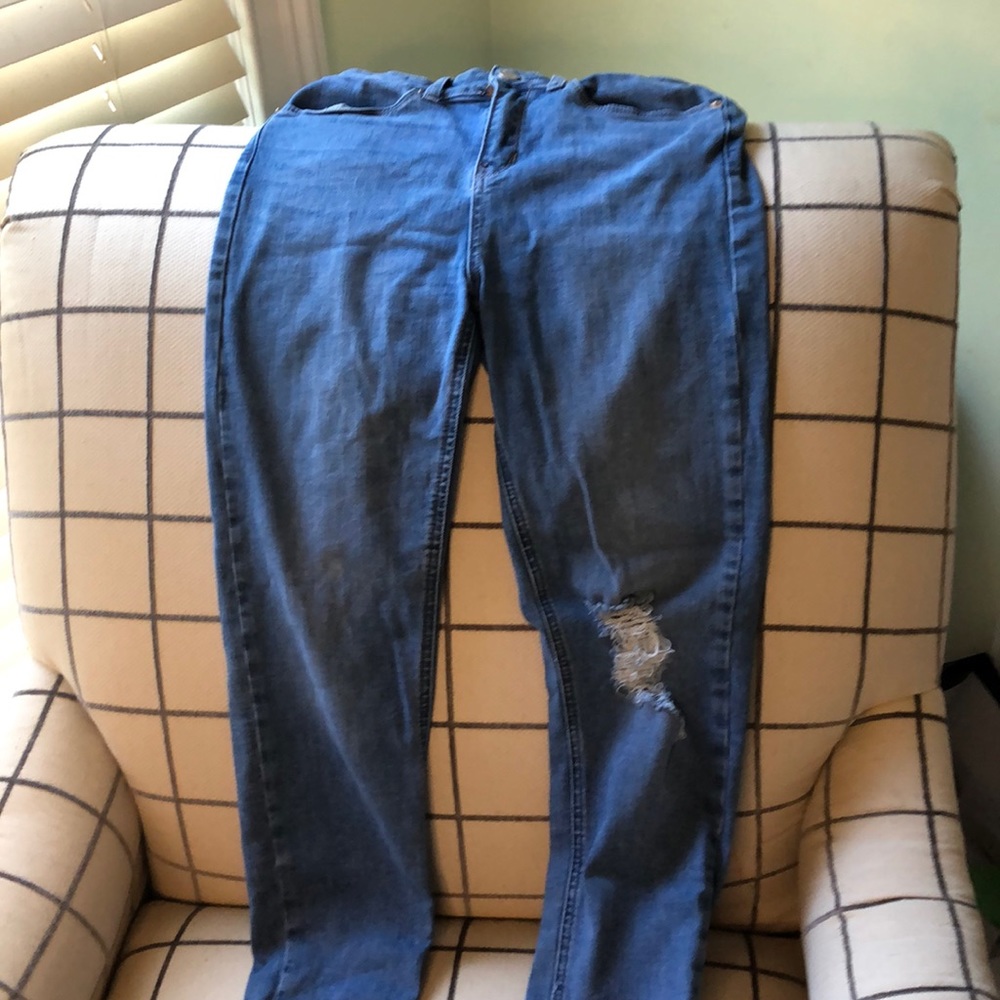 Distressed medium wash jeans